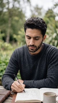 Young Middle Eastern Man Thinking of Creative Brand Names