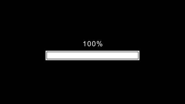 Horizontal loading progress bar icon with 0 percent to 10 percent completed indicator text for system download, buffer status, and website interface