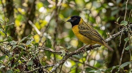 Fototapeta premium Black-chinned Weaver in Dry Woodland