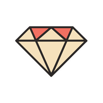 Flat diamond icon with geometric facets