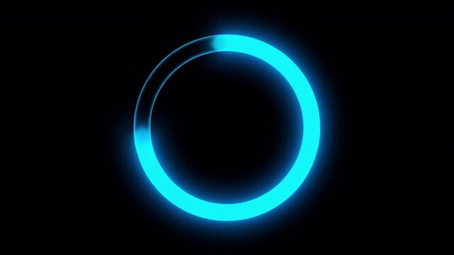 黒背景に青く発光するローディングリングが回転するUI用モーショングラフィックス背景