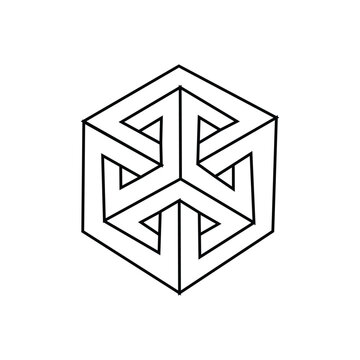 Impossible geometric hexagon 3d optical illusion drawing 