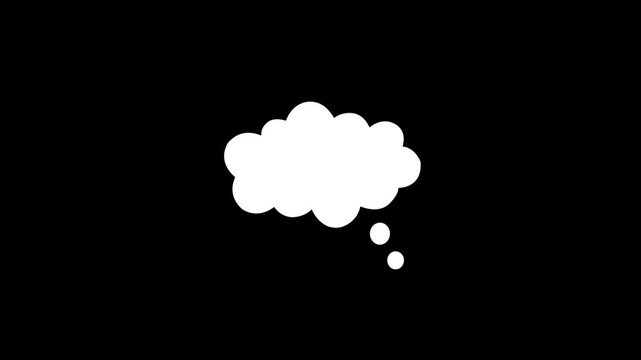 thought bubble silhouette icon with trailing circles for dreaming, thinking concept, brain brainstorming, and comic dialogue