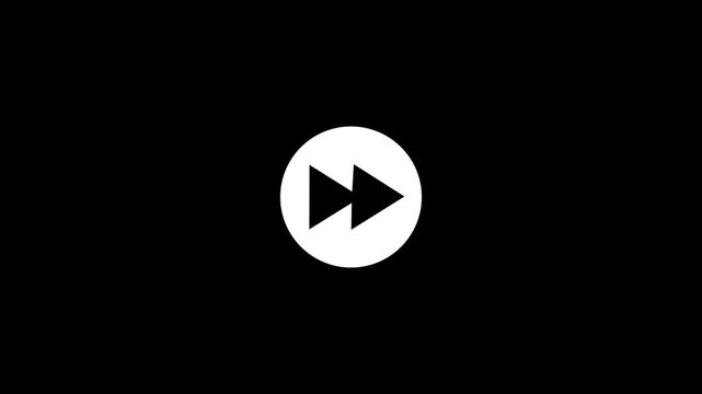 circular rewind icon with double left arrows for media player controls, fast backward action, and video navigation