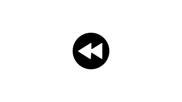 circular rewind icon with double left arrows for media player controls, fast backward action, and video navigation