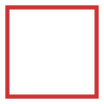Simple red square frame isolated on a plain white background design element transparent background