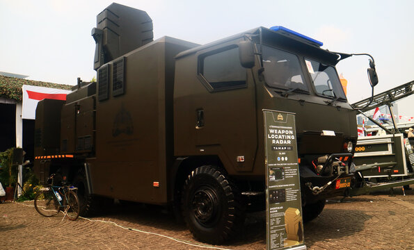 Jakarta, Indonesia - September 20, 2026: The Weapon Locating Radar, The WLR-88 prototype, developed by Pussenarmed Kodiklatad and domestic institutions and industries, such as PT Elektronika Utama ITB
