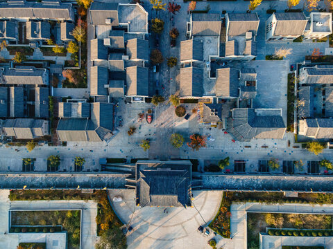 Aerial View of Traditional Architectural Complex in Chinese Historic District