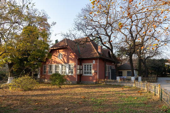 Old Red Villa in Autumnal Park Area