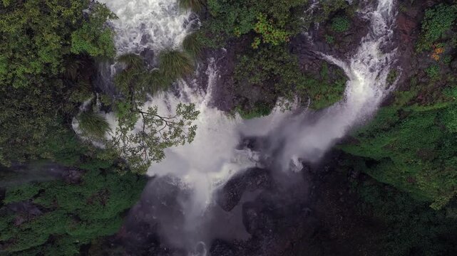 Aerial View of Barki Waterfall Amid Lush Green Forest Kolhapur Maharashtra