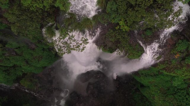 Aerial View of Barki Waterfall Amid Lush Green Forest Kolhapur Maharashtra