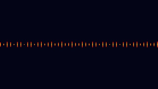 Orange digital audio equalizer waveform on black background, music frequency visualization
