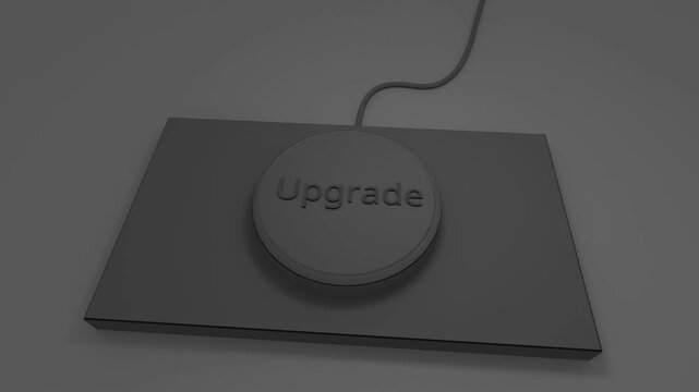 Dark Gray 3D Upgrade Button Click Animation on Charcoal Matte Platform