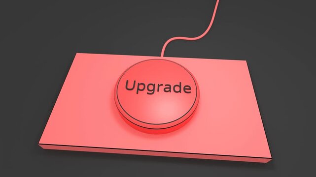 Red Coral 3D Upgrade Button Click Animation on Dark Background Platform