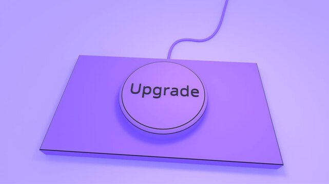 Purple 3D Upgrade Button Click Animation on Violet Glowing Platform