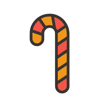 Candy cane icon with red and orange stripes