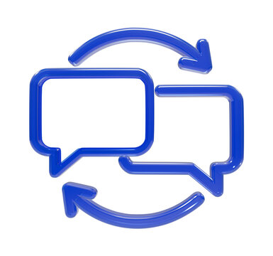3D message exchange icon dialogue communication arrows loop