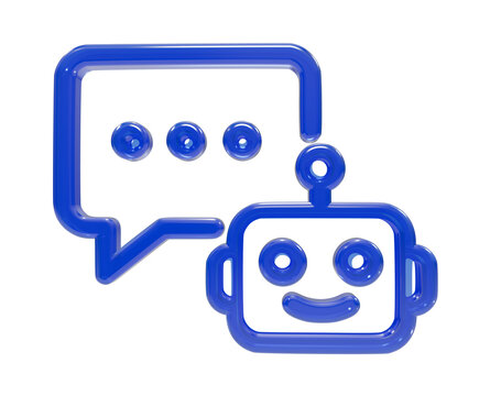 3D chat bot assistant icon artificial intelligence conversation