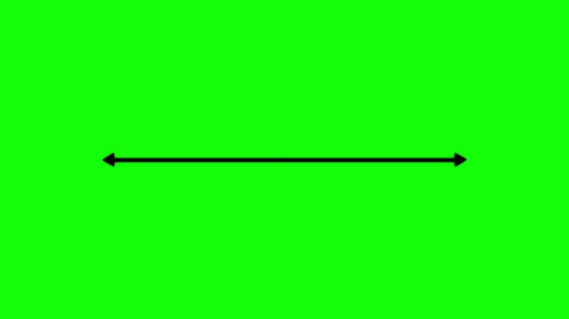 Horizontal double-headed arrow icon animation on green screen, directional signage navigation