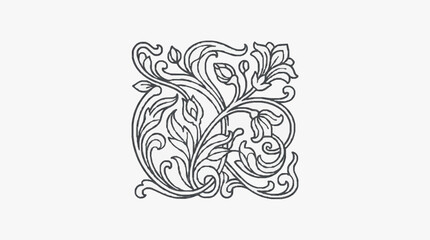 Fototapeta premium Elegant Ornamental Floral Design with Swirling Vines and Leaves