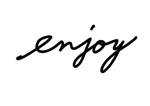Elegant handwritten enjoy lettering in black cursive script