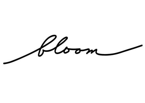 Flowing handwritten bloom lettering with long black swash