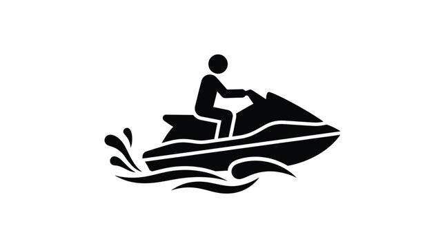 Jet ski with rider black silhouette watercraft