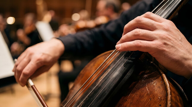 Musician Hands Playing String Instrument
