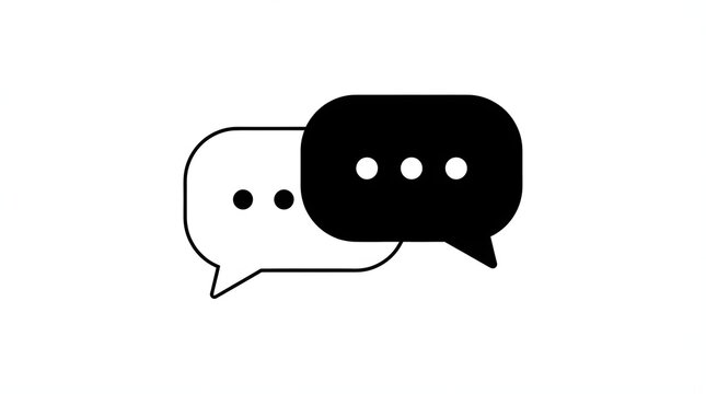 Minimalist Illustration of Two Speech Bubbles in Black and White Representing Conversation and Communication in Digital Media