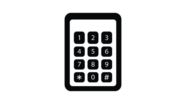 Numeric keypad with buttons black silhouette digits