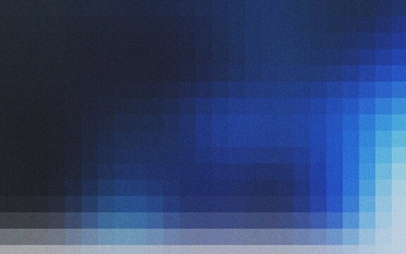 Deep navy and royal blue gradient pixel blocks merging into a soft light corner