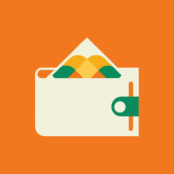 flat line icon of a wallet with card