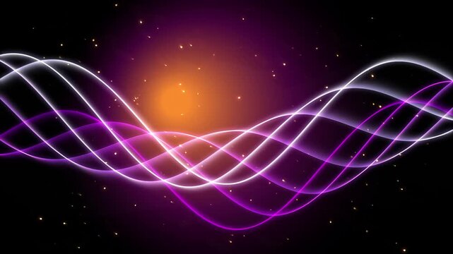 Abstract Glowing Neon Light Ribbons Moving In A Sinusoidal Wave Pattern Representing Digital Flow And Modern Connectivity In A Dark Background.