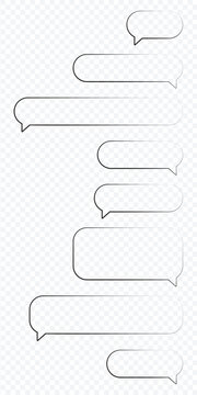 Minimalist outline style chat message bubbles arranged in a vertical thread with minimalist
