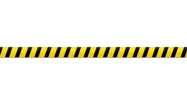 Flat vector animated horizontal yellow and black striped hazard warning tape