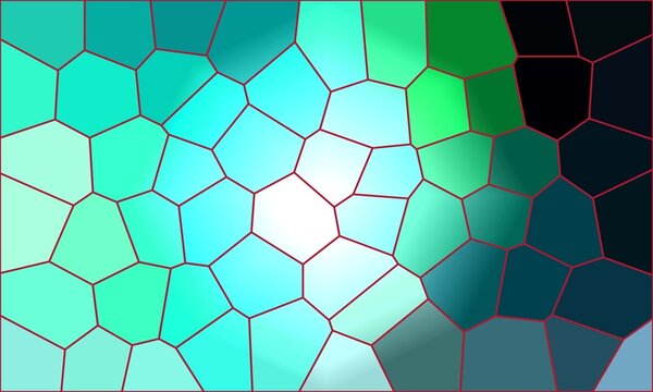 Moody abstract mosaic pattern blending deep teal emerald green and dark shadows within a geometric cell structure