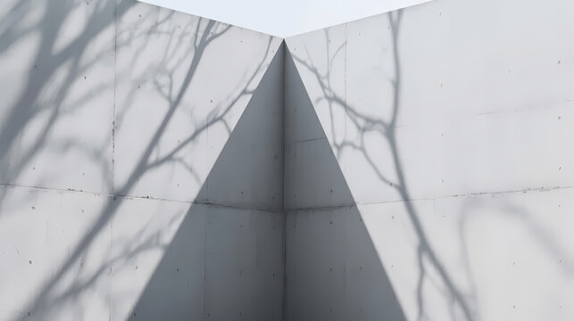 Two white walls meeting at a sharp angle
