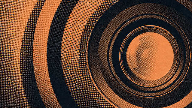 Apricot Lens Rings Halftone Texture With Nested Lens Rings And Camera-Inspired Halftone