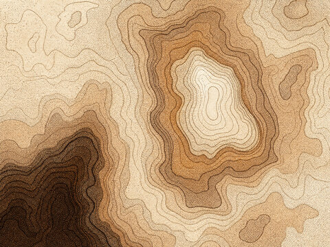 Sandstone Contour Map Halftone Texture With Topographic Contour Rings And Cartographic Stipple