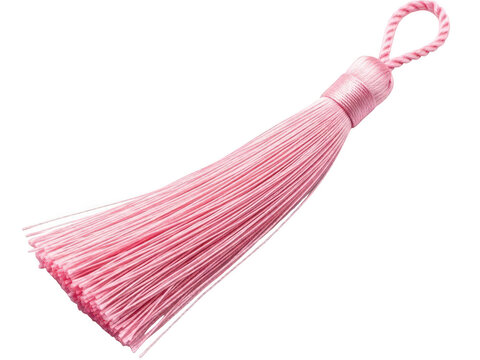 Soft pink decorative silk tassel for fashion and home decor isolated on transparent background