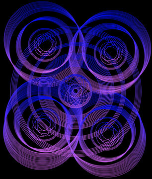 Atomic Dripping Circles Of Blue And Purple