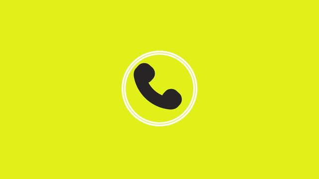 Telephone icon featuring a bold black handset silhouette centered on a lime yellow backdrop creates a distinct and recognizable indicator for business accessibility and corporate communication.