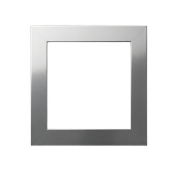 Shiny silver metal square frame border isolated on transparent background