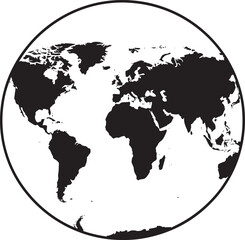 Obraz premium Black silhouette of the earth world map globe with continent