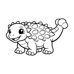 Cute dinosaur coloring page cartoon dino characters in black and white line art, prehistoric animal vector illustrations for kids activity books © Indahde