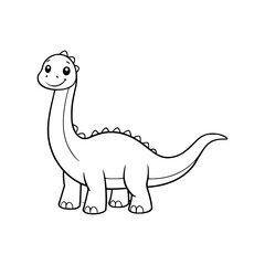 Cute dinosaur coloring page cartoon dino characters in black and white line art, prehistoric animal vector illustrations for kids activity books © Indahde