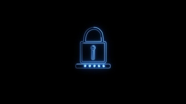 Padlock illustration glowing with a cool blue neon light symbolizes reliable encryption and trustworthy digital security protocols designed to keep sensitive user information safe from outside.