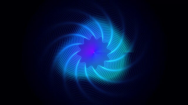Abstract Circular AI Voice Assistant Audio Wave Rotating Neon Frequency Orb