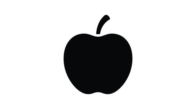 Minimalist black apple vector graphic illustration showcasing a simple silhouette for modern digital design interface projects