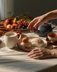Obraz premium Simple breakfast table in Taipei home